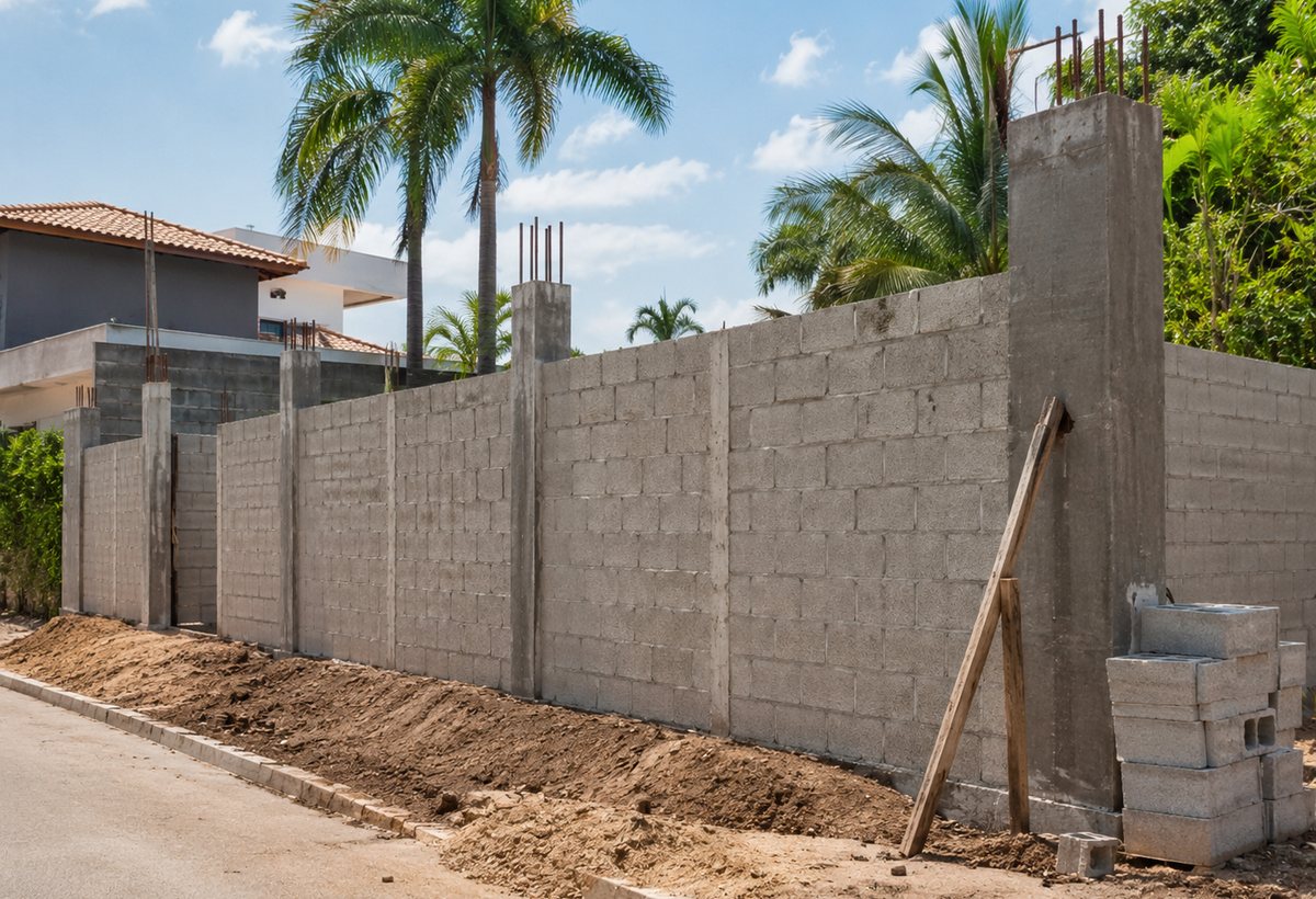 Construção de muro residencial no Brasil